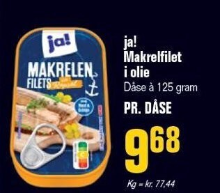 Poetzsch Padborg Ja! makrelfilet i olie tilbud