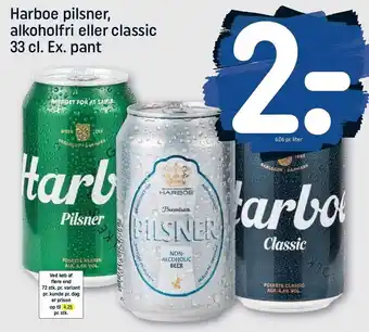 REMA 1000 Harboe pilsner, alkoholfri el. classic tilbud