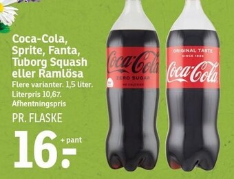 SPAR Coca-cola, sprite, fanta, tuborg squash eller ramlösa tilbud