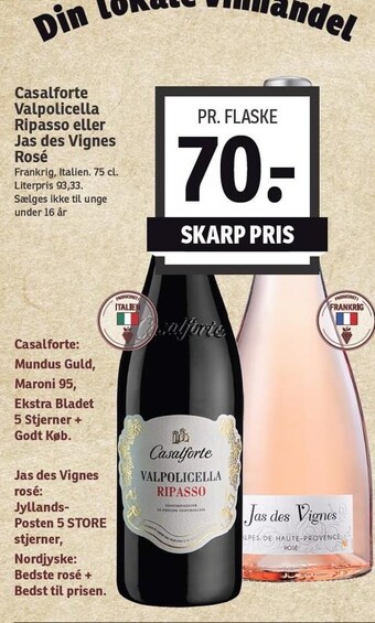 Casalforte valpolicella ripasso eller jas des vignes rosé