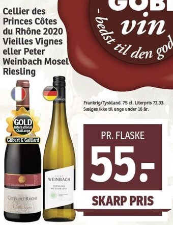 Cellier des princes côtes du rhône 2020 vieilles vignes eller peter weinbach mosel riesling
