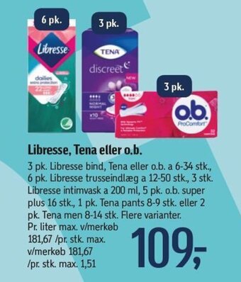 Føtex Libresse, Tena eller o.b. tilbud