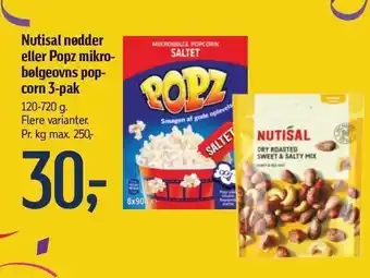 Føtex Nutisal nødder el. popz mikrobølgeovns popcorn tilbud