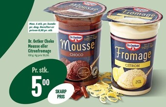 Min Købmand Dr. oetker choko mousse eller citronfromage tilbud