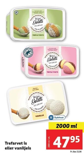 Lidl Trefarvet is eller vaniljeis tilbud