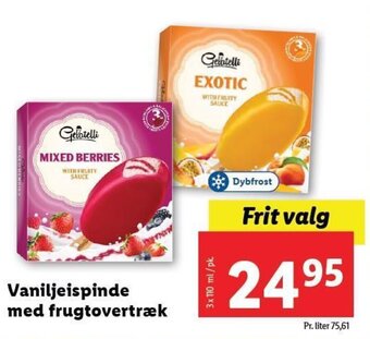 Lidl Vaniljeispinde med frugtovertræk tilbud