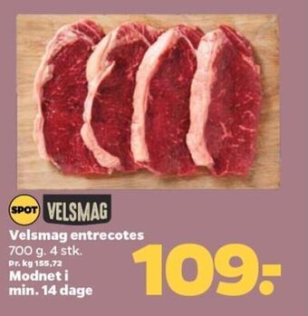 Netto Velsmag entrecotes 700 g. tilbud