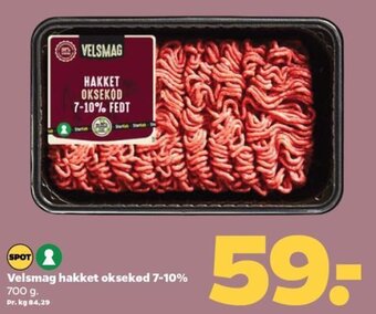 Netto Velsmag hakket oksekød 7-10% 700 g. tilbud
