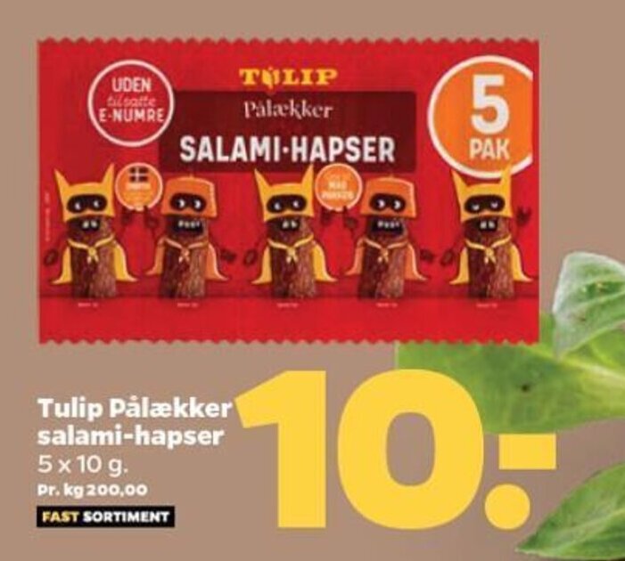 Tulip Pålækker salamihapser 5 x 10 g. tilbud hos Netto