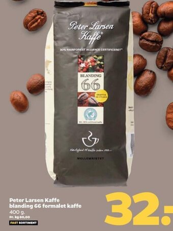 Netto Peter Larsen Kaffe blanding 66 formalet kaffe 400 g. tilbud