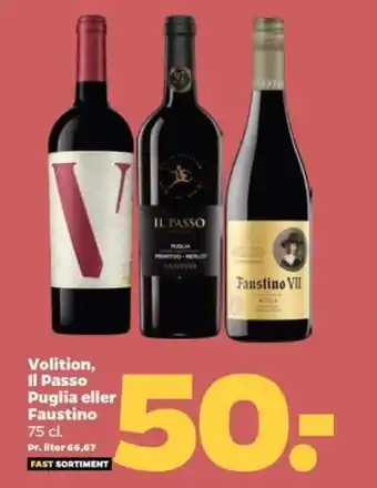 Volition, Il Passo Puglia eller Faustino 75 cl.