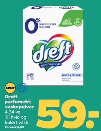 Dreft parfumefri vaskepulver 4,34 kg