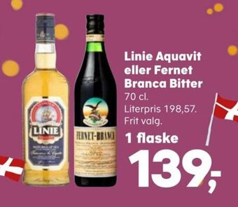 SuperBrugsen Linie Aquavit eller Fernet Branca Bitter tilbud