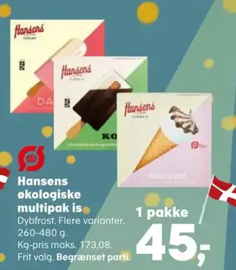 SuperBrugsen Hansens økologiske multipak is Dybfrost tilbud