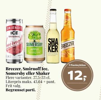 Dagli'Brugsen Breezer, smirnoff ice, somersby eller shaker tilbud