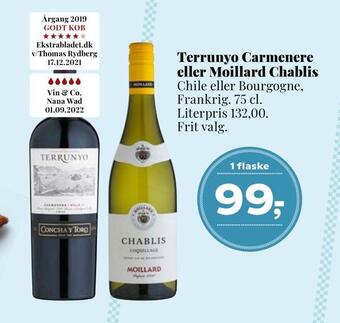 Dagli'Brugsen Terrunyo carmenere eller moillard chablis tilbud