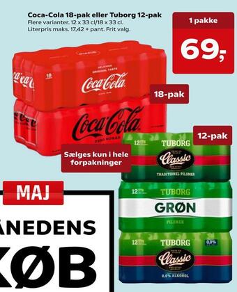 Coca-cola 18-pak eller tuborg 12-pak