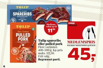 Dagli'Brugsen Tulip spareribs eller pulled pork tilbud