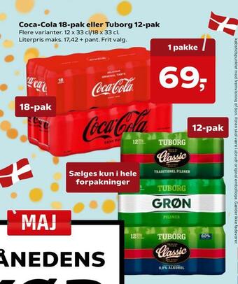 SuperBrugsen Coca-cola 18-pak eller tuborg 12-pak tilbud