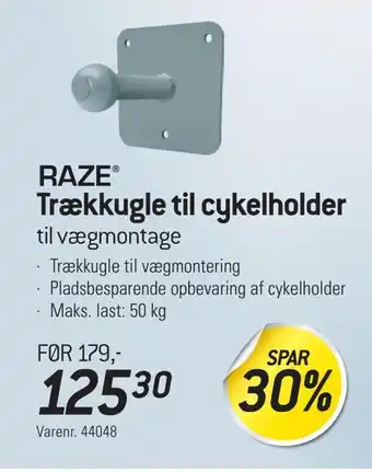 Trækkugle til cykelholder til vægmontage