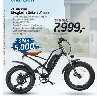 Thansen El-cykel fatbike 20 zodiak tilbud
