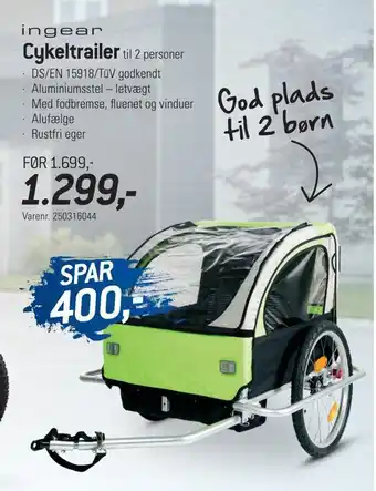 Thansen Cykeltrailer til 2 personer tilbud