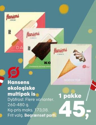 SuperBrugsen Hansens økologiske multipak is tilbud