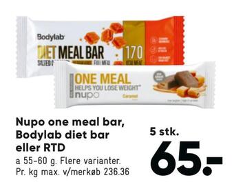 Bilka Nupo one meal bar, bodylab diet bar eller rtd tilbud