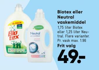Bilka Biotex eller neutral vaskemiddel tilbud