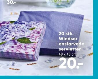 Bilka 20 stk. windsor ensfarvede servietter tilbud