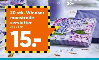 Bilka 20 stk. windsor mønstrede servietter tilbud