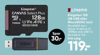 Bilka Kingston 128 gb usb eller microsdhc kort tilbud