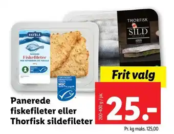 Lidl Panerede fiskefileter eller thorfisk sildefileter tilbud