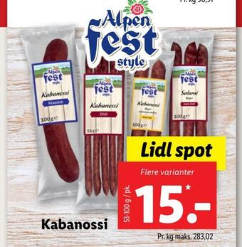 Lidl Kabanossi tilbud