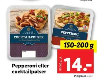 Lidl Pepperoni eller cocktailpølser tilbud