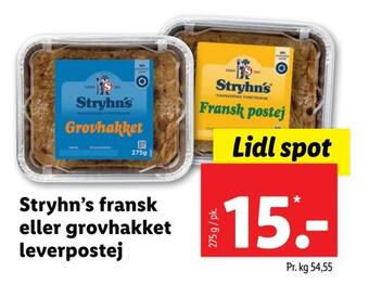 Lidl Stryhn's fransk eller grovhakket leverpostej tilbud