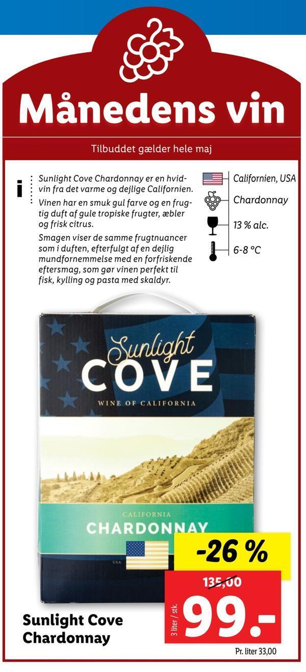 Lidl Sunlight cove chardonnay tilbud
