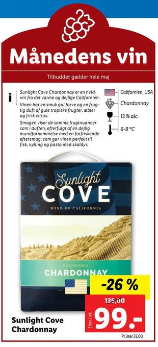 Lidl Sunlight cove chardonnay tilbud
