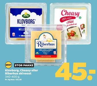Netto Klovborg, cheasy eller riberhus skiveost tilbud