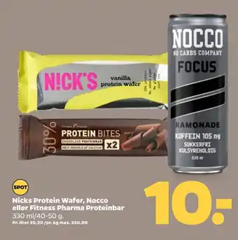 Nicks protein wafer, nocco eller fitness pharma proteinbar