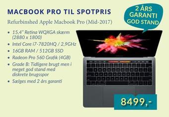 CBC Refurbinshed apple macbook pro (mid-2017) tilbud