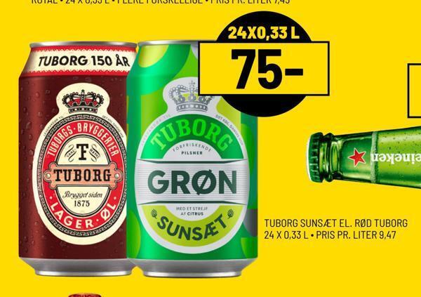 Priss Tuborg sunsæt el. rød tuborg tilbud