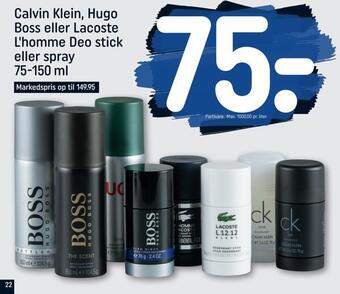 Calvin klein, hugo boss eller lacoste l'homme deo stick eller spray