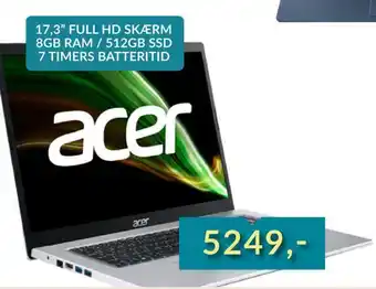 17,3 full hd skærm 8gb ram / 512gb ssd
