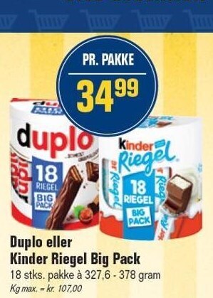 Otto Duborg Duplo eller kinder riegel big pack tilbud
