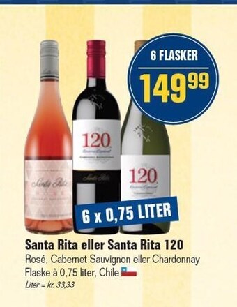 Otto Duborg Santa rita eller santa rita 120 - 6 x 0,75 liter tilbud