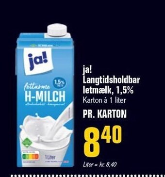 Otto Duborg Ja! langtidsholdbar letmælk, 1,5% tilbud