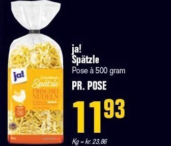 Otto Duborg Ja! spätzle tilbud
