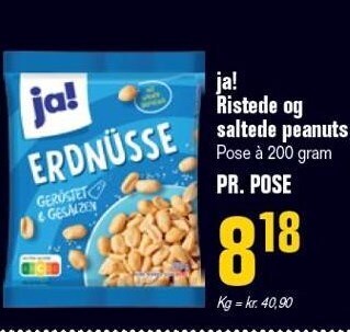 Otto Duborg Ja! ristede og saltede peanuts tilbud