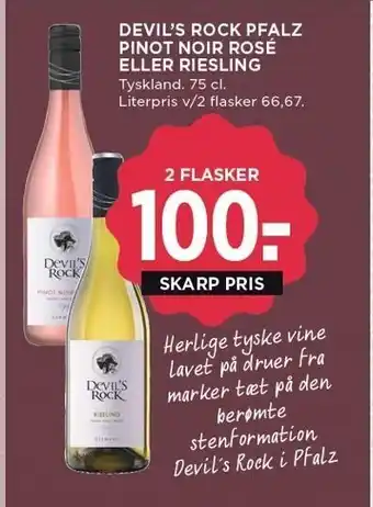 MENY Devil's rock pfalz pinot noir rosé el. riesling tilbud
